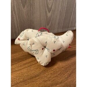 Vintage Handmade Christmas Tree Ornament Bird Dove Plush 1980s White Red